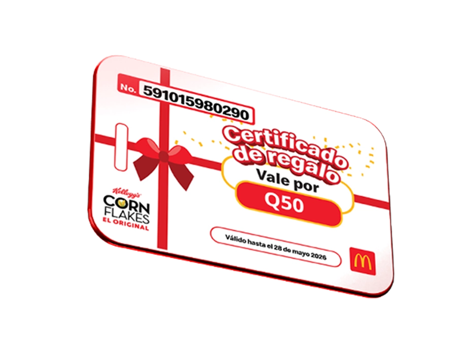 600 códigos digitales canjeables en restaurantes de comida rápida Valor Q50